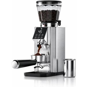 AMZCHEF Conical Burr Coffee Grinder, Espresso Grinder with 45 Grind Settings, Anti-Static Electric Coffee Bean Mill with Touchscreen Timer, 40mm Stainless Steel Burr