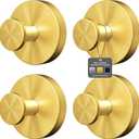 Shower Suction Cup Hooks, Heavy Duty Bathroom Wall Hooks for Towels, Robes, Loofahs, Removable Metal Hook for Tile Glass Mirror, No Drill (4 Pack, Gold)