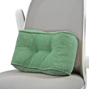 Lumbar Support Pillow for Study Desk Chair, Bite-Size Natural Latex Foam Back Support Pillow for Lower Back Pain Relief, Soft & Support Corduroy Office Chair Cushion, S, Green (S (14.9"x9"))