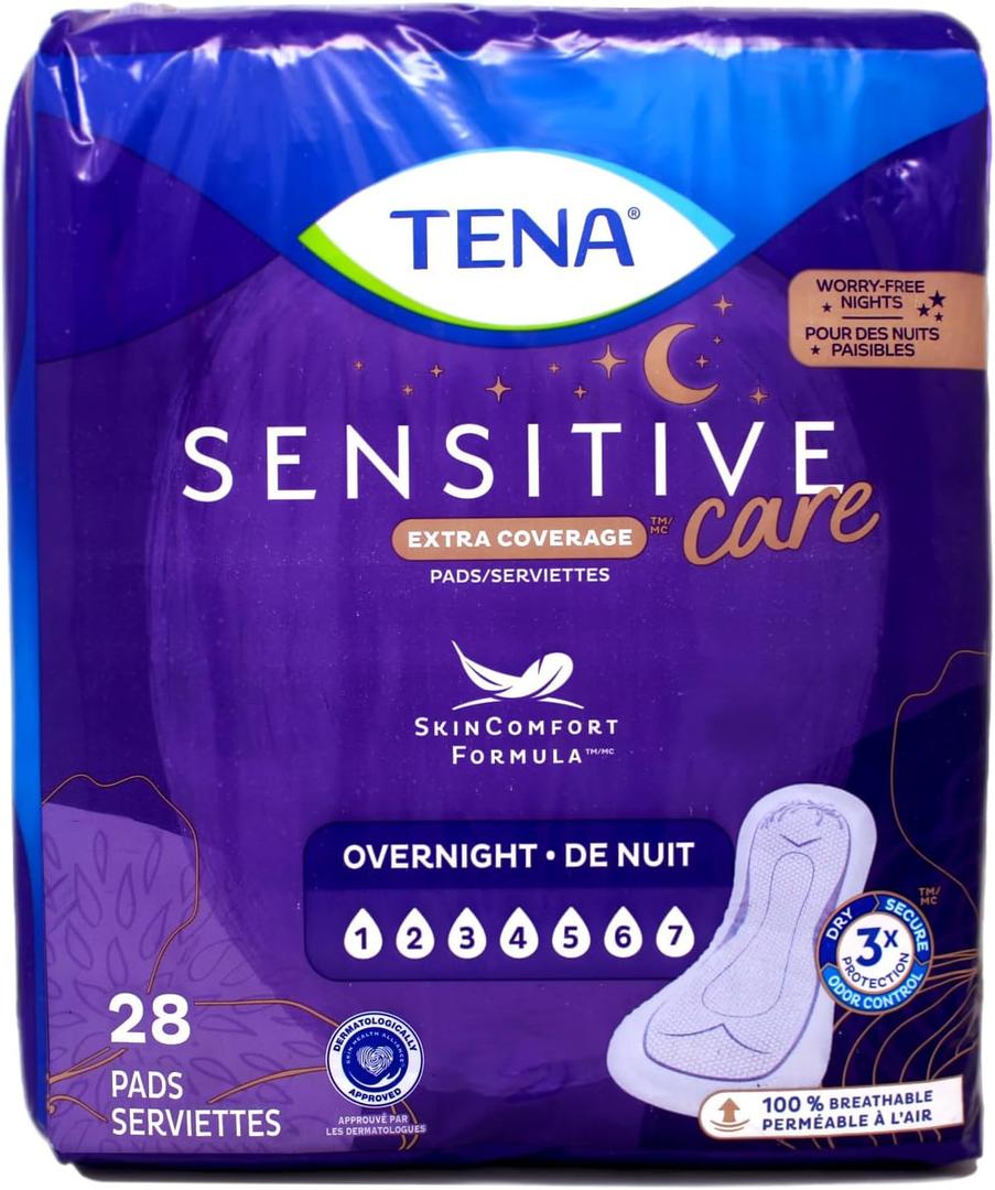 TENA Overnight Heavy Long Incontinence Pads For Women 28 Count