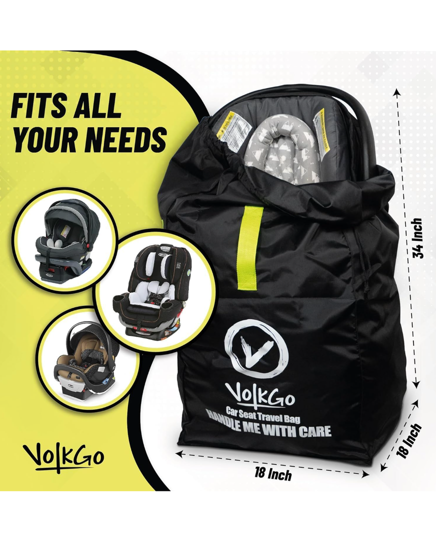 V VOLKGO Car Seat Travel Bag For Airplane with Padded Backpack Shoulder Straps, Gate Check Bag, Car Seat Bags for Air Travel Carseat Travel Cover, Carseat Travel Bag Cover for Airplane Travel