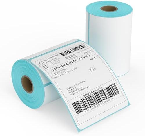 FungLam 2 Rolls 4x6 Direct Thermal Printer Labels 500 Shipping Labels Compatible with Zebra, Rollo Label Printer, Peforated Postage Thermal Labels, Permanent Adhesive, 250 Labels/Roll