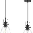 Black Pendant Lights Kitchen Island 2 Pack, Farmhouse Pendant Light, Industrial Clear Glass Pendant Light, 6.5 inches Kitchen Pendant Lighting Over Island Sink Dining Room