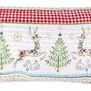 Levtex Home Merry & Bright Collection - Comet and Cupid - Quilted King Sham - Holiday Deer and Christmas Trees - Red Green White Teal - Reversible - Microfiber