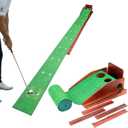Golf Putting Green Indoor - Practice Uphill Putts, 3-Level Adjustable Incline, Auto Ball Return and Foldable Solid Wood Base, Golf Training Aid for Home, Office, Backyard - Golf Putting Mat