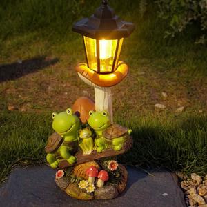 Outdoor Solar Powered Turtle Statue, Turtle and Mushroom-Shaped Sculpture with LED Light, Suitable for Decor Courtyard,Backyard, and Lawn, Unique Birthday and House Warming Gifts
