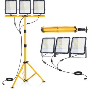 50000Lumen LED Work Lights with Stand - 3 Head Portable Work Light with IP65 Waterproof, Adjustable Stand, 16ft Cord for Construction Sites, Garage, Warehouse Lighting - Indoor Outdoor