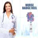 Funny Cardiac Retractable Badge Reel with ID Clip Name Tag Card Gift for Doctor Nurse Heart Anatomy Nursing Student Medical Worker Alligator Clip