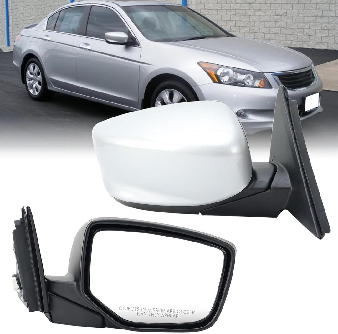 Right Passenger Side Mirror Compatible with Honda Accord 2008 2009 2010 2011 2012 Power Manual Folding NonHeated Door Mirrors White 3 Pins