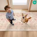 Runner Rug 2x6, Non Slip Washable Rugs for Laundry Room, Runners for Hallways, Low Pile Vintage Soft Rugs for Living Room, Kitchen Bathroom, Bedroom Rug(Pink)