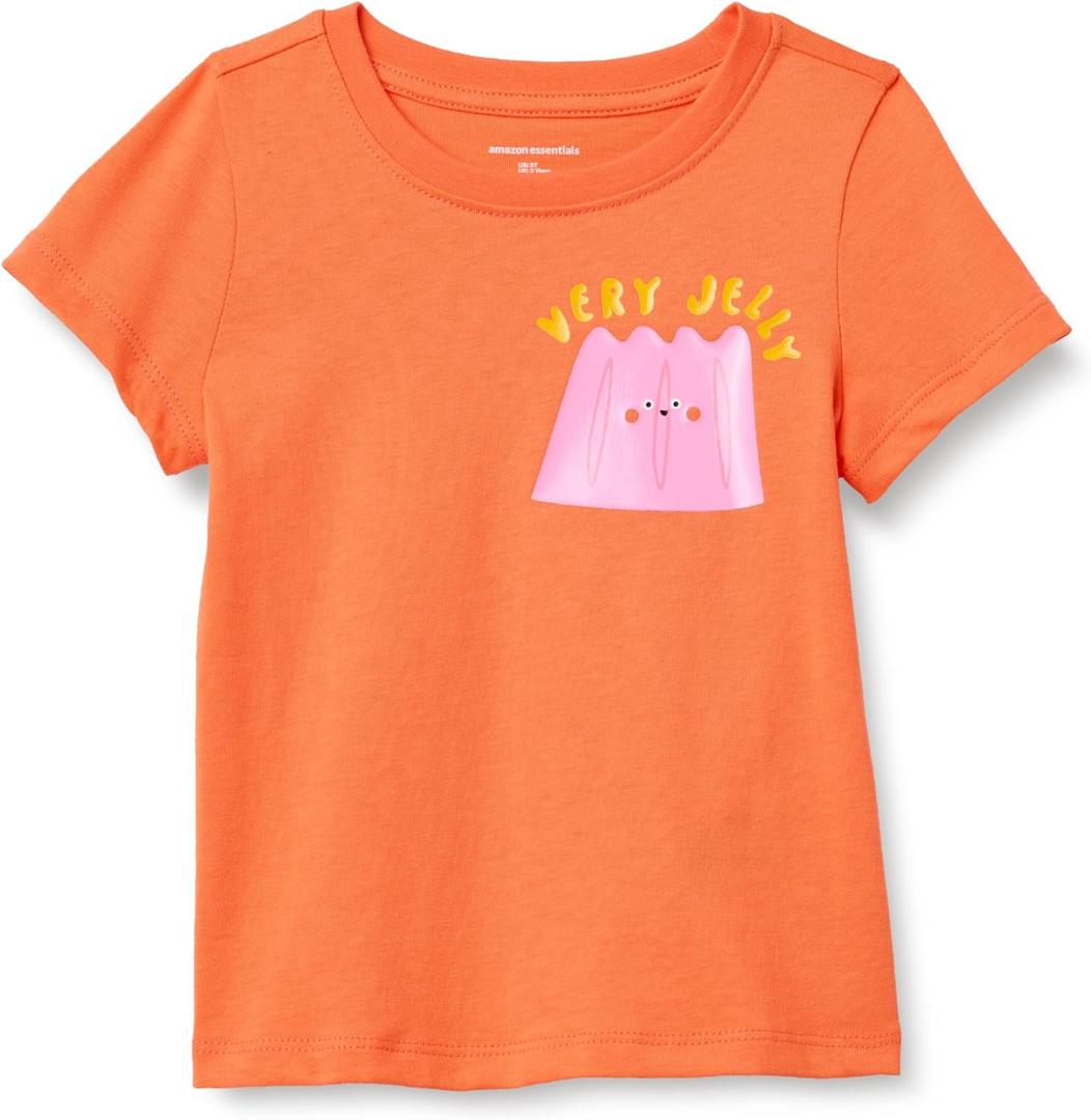 Amazon Essentials Girls Short-Sleeve T-Shirts (Medium, Bright Orange Jelly)