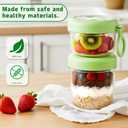 LKTKJDS On the Go Yogurt Parfait Snack Cup 26 oz with Spoon & Lid, 100% Leak Proof Granola Holder for To Go Breakfast Cereal Fruit Overnight Oats Container Reusable, Travel Hiking Camping 2 Pack (White and green Oatmeal Cup)