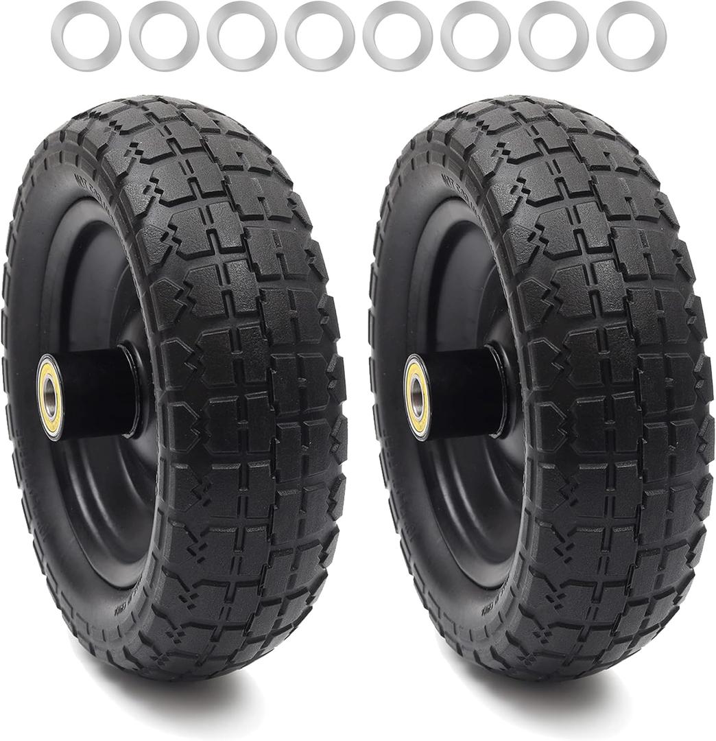 AR-PRO (2-Pack) 10" Flat Free Solid Tire and Wheel - with 5/8" Axle Bore Hole, 2.1" Offset Hub for 10 Inch Wheelbarrow Wheels - Compatible with Garden Cart,Trolleys,Hand Trucks and Yard Trailers AR-PRO (2-Pack) 10" Flat Free Solid Tire and Wheel - with 5/8" Axle Bore Hole, 2.1" Offset Hub for 10 Inch Wheelbarrow Wheels - Compatible with Garden Cart,Trolleys,Hand Trucks and Yard Trailers