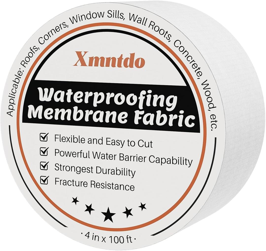 Waterproofing Membrane Fabric 4 Inches X 100 Feet, Non-Adhesive Anti Fracture Membrane Fabric Reinforcing Seam, Liquid Waterproof Membranes Tape for Underlayment Tile, Bathroom Shower Walls, Floors