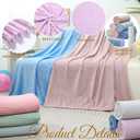 16 Pcs Pastel Colors Flannel Throw Blanket Bulk 50 x 60 Inch with Striped Ribbed Throw Blanket Soft Lightweight All Seasons Blankets for Sofa Room Couch Donation Homeless Wedding Gifts