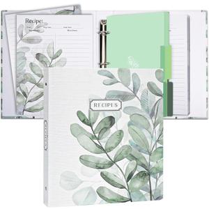 3 Ring Binder - 8.5x11, Full Page Recipe Binder Organizer Set with 25 Recipe Cards & 6 Divider Pages