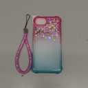 NGB for iPhone 16e & iPhone 17e Case, Glitter Liquid Sparkle Cute Cover for Women Girls Kids | with Tempered Glass Screen Protector & Ring Holder & Wrist Strap -Pink/Aqua