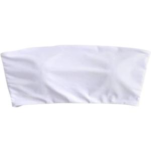 ZAFUL Women's Bandeau Bikini Top Strapless Solid Color Bathing Suit (Medium, 1-top Only - White)