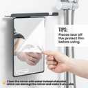 TAILI Shower Mirror Fogless for Shaving with Razor Holder, Anti-Fog with Powerful Suction Wall Mounted for Bathroom, Makeup Shave Mirror for Men & Women, Shatterproof & Removable, Grey