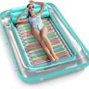 Inflatable Tanning Pool Lounger Float - Jasonwell 4 in 1 Sun Tan Tub Sunbathing Pool Lounge Raft Floatie Toys Water Filled Tanning Bed Mat Pad for Adult Blow Up Kiddie Pool Kids Ball Pit Pool (L)