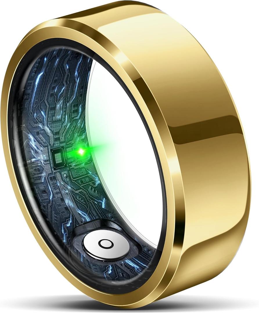 Smart Ring for Women Men, Fashion Minimalist Fitness Ring & Sleep Tracker Ring with Heart Rate, Blood Pressure,5ATM Waterproof Health Ring, No Subscription, Gifts for Women Men Gift (Gold,9)