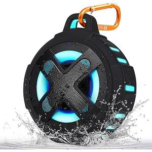 Upgraded, IP67 Waterproof Bluetooth Speaker, Silicone Case,10W Pro Sound&Deep Bass,24H Playtime, with Lights,Clip,Floating,for Shower,Beach essentials, Kayak Paddle Board Boat Lake Camping accessories