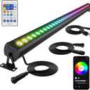 40-Inch Linkable LED Wall Washer Light Bar Smart RGBCW Color Changing LED, Bluetooth & RF Remote Control, 2700K6500K Tunable White, 16M Colors, 1100% Dimmable, IP65 Waterproof