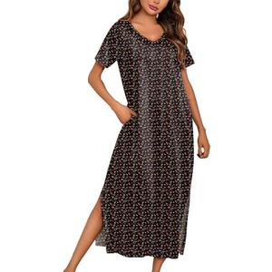 Marvmys Women Short Sleeve Nightgown Cotton Long Nightshirts with Pocket, Size Medium