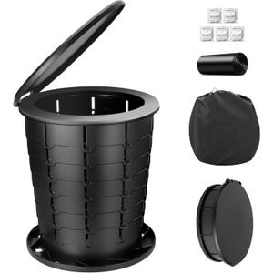 Camping Toilet, Retractable Portable Toilet for Adults Kids, Adjustable Height Portable Potty with Lid, Foldable Travel Potty for Camping, Hiking, Fishing, Car Travel, RV, Road Trip, Beach (13H)