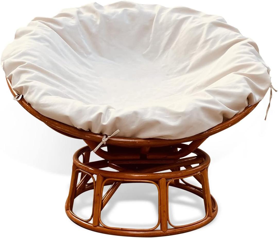 Papasan Cushion Cover Only,Water Resistant Papasan Chair Cushion Cover for Outdoor lndoor,Skin-Friendly Soft Machine Washable Unfading Zippered Cover for Round Egg Chair Cushion (Khaki, 55in)