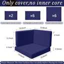 Patelai 14 Pcs Waterproof Outdoor Patio Cushion Covers Replacement 24 x 24 UV Proof Wicker Sofa Sectional Seat Slipcovers for Rattan Sectional Set Supplies, Covers Only (Midnight Blue)