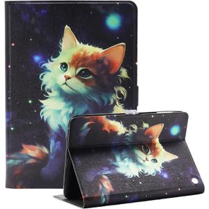 Amazon Kindle Fire HD 10 and Fire HD 10 Plus 10.1" Tablet Case (13th/11th Generation 2023/2021 Release), Slim Fit Leather Stand Smart Cover with Auto Sleep/Wake, Cute Cat