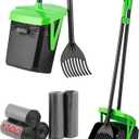 FUSBUNTY Pooper Scooper Swivel Bin & Rake with 100 Waste Bags, Dog Pooper Scooper with Bag Attachment for Large Medium Small Dogs, Poop Scooper with Lid for Lawn Yard Dog Kennel (Green)
