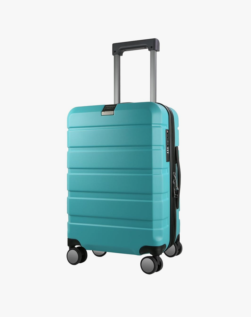 KROSER Hardside Expandable Carry On Luggage with Spinner Wheels & Built-in TSA Lock, Durable Suitcase Rolling Luggage with USB Port, Carry-On 20-Inch, Lake Blue