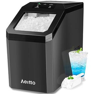 Aeitto Nugget Ice Maker Countertop, 55lbs/24H Ice Machine with 3.6L Water Tank&3.2Lbs Ice Basket, Self-Cleaning Pebble Ice Maker with Stainless Steel Housing for Home Office and Party, Silver