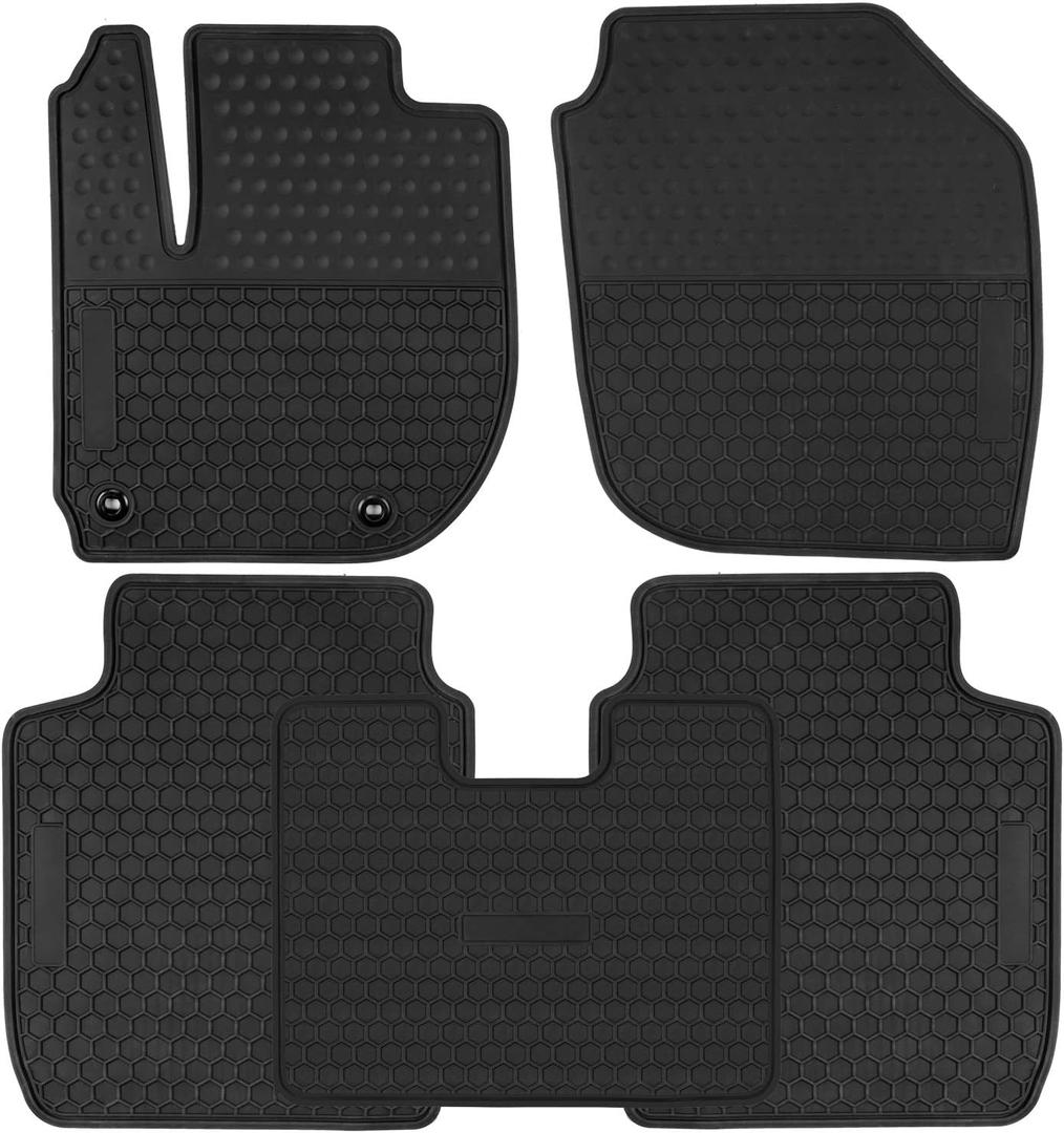 Car Floor Mats Custom Fit for Honda Fit 2015 2016 2017 2018 2019 2020 Full Black Rubber Car Floor Liners Set All Weather Protection Heavy Duty Odorless