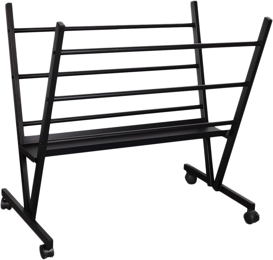 Falling in Art Metal Print Rack, Art Storage Rack with Rolling Casters, Art Drying Display Stand for Artwork, Posters, and Prints, Great for Studios and Galleries, Holding Items up to 170Lb