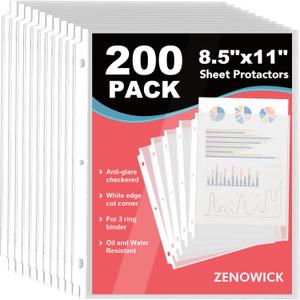 200 Pack Sheet Protectors 8.5 x 11 inch Clear Page Protectors for 3 Ring Binder, Plastic Sleeves for Papers, Document