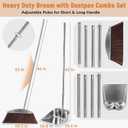 VOOWO Broom with Dustpan Combo Set, 46" Stainless Steel Broom and Dustpan Set for Home, Heavy Duty Dust Pan with Long Handle, Broom for Sweeping Indoor and Outdoor, Kitchen Broom and Dust Pan (Brown)