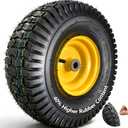GYL 15x6.00-6 Lawn Mower Tire and Wheel, Front Tire Replacement, Fit for John Deere, Craftsman, Cub Cadet & More Riding Mowers, 4 Ply Pneumatic, 3" Offset Hub, 3/4" Bearings