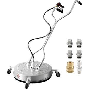 janz 24'' Pressure Washer Surface Cleaner with 4 Wheels,Dual Handle,Stainless Steel Housing, 4 Replacement Nozzle Cores and 2 Hose Adapters,Ideal for Driveways, Sidewalks,Patios,Decks Cleaning (24 Inch)