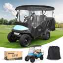 10L0L Universal Golf Cart Enclosure  Fits Yamaha, EZGO & Club Car (4-Passenger)  Waterproof 600D Polyester Cover  Windproof Design  4-Side Clear Windows (Black)