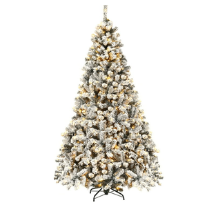 7.5 ft Prelit Premium Snow Flocked Hinged Artificial Christmas Tree with 450 Lights