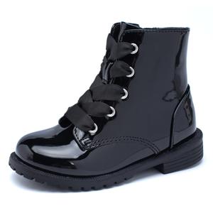 ICEBIRDS Girls Boys Combat Boots Side Zipper Ankle Shoes with Lace Up (Toddler/Little Kid) Size 11 (Black)