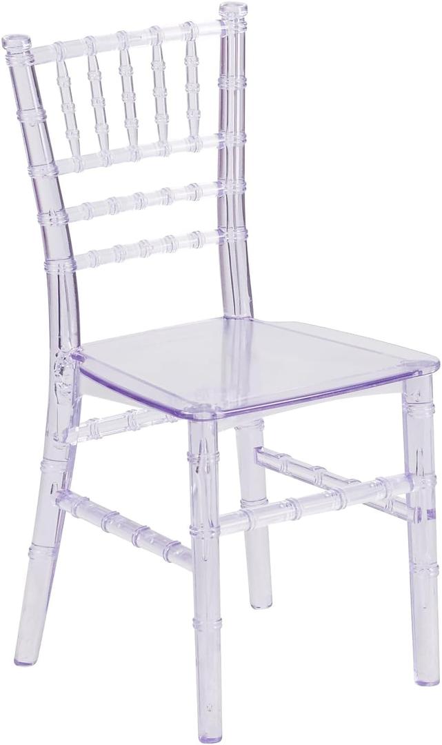 Flash Furniture Childs Transparent Crystal Resin Party and Event Chiavari Chair for Commercial & Residential Use (Set of 1, Clear)
