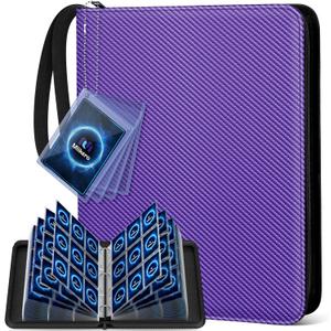 Mlikero Trading Card Binder, 9 Pocket Card Binder with Card Display Design, 720 Double Sided Pocket Collection Binder, Card Albums for MTG, TCG, and Sports Cards(Purple)