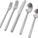 KINGSTONE Silverware Set, 20 Piece Flatware Cutlery Set for 4, 18/10 Stainless Steel Silverware Mirror Polished Dishwasher Safe for Home, Restaurant, Wedding, Party, Matte Silver