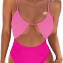 Blooming Jelly Womens One Piece Swimsuit Tummy Control Bathing Suit Sexy Flattering Cheeky High Cut Out Cute Ladies Swimwear, L