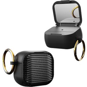 for Airpods Pro/Pro2 Case with Mirror and Keychain, Full Body Shockproof Protective Case for Airpods Pro/Pro2Black