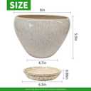 Deep Dream 10 Inch Plant Pot- Ceramic Planter Pot Round Plant Pots for Indoor Plants Outdoor Large Flower Pot with Drainage Holes & Trays, Brushed Green